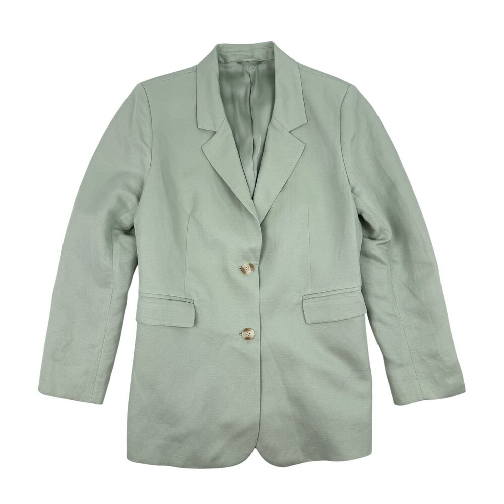 & Other Stories Linen Lyocell Blazer Jacket Mint Green Size 10 Minimalist Work
